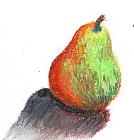 Pear sketch in Niji oil pastels on ProArt sketchbook paper by Robert A. Sloan.