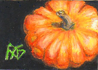 Pumpkin ACEO painted in Mont Marte oil pastels by Robert  A. Sloan