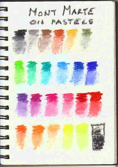 Color Chart for 24 Mont Marte oil pastels