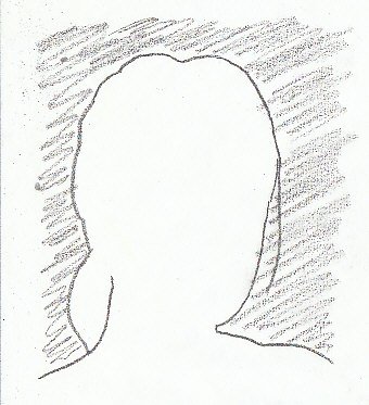 Silhouette of a woman's head in pencil demonstrating negative space, the area around her outline is shaded in.